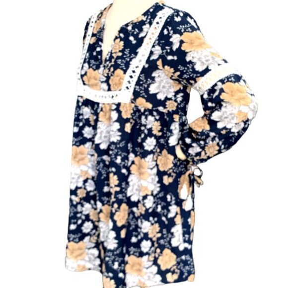 Tassels-N-Lace Floral BOHO Dress Sz S #96P - Picture 3 of 6